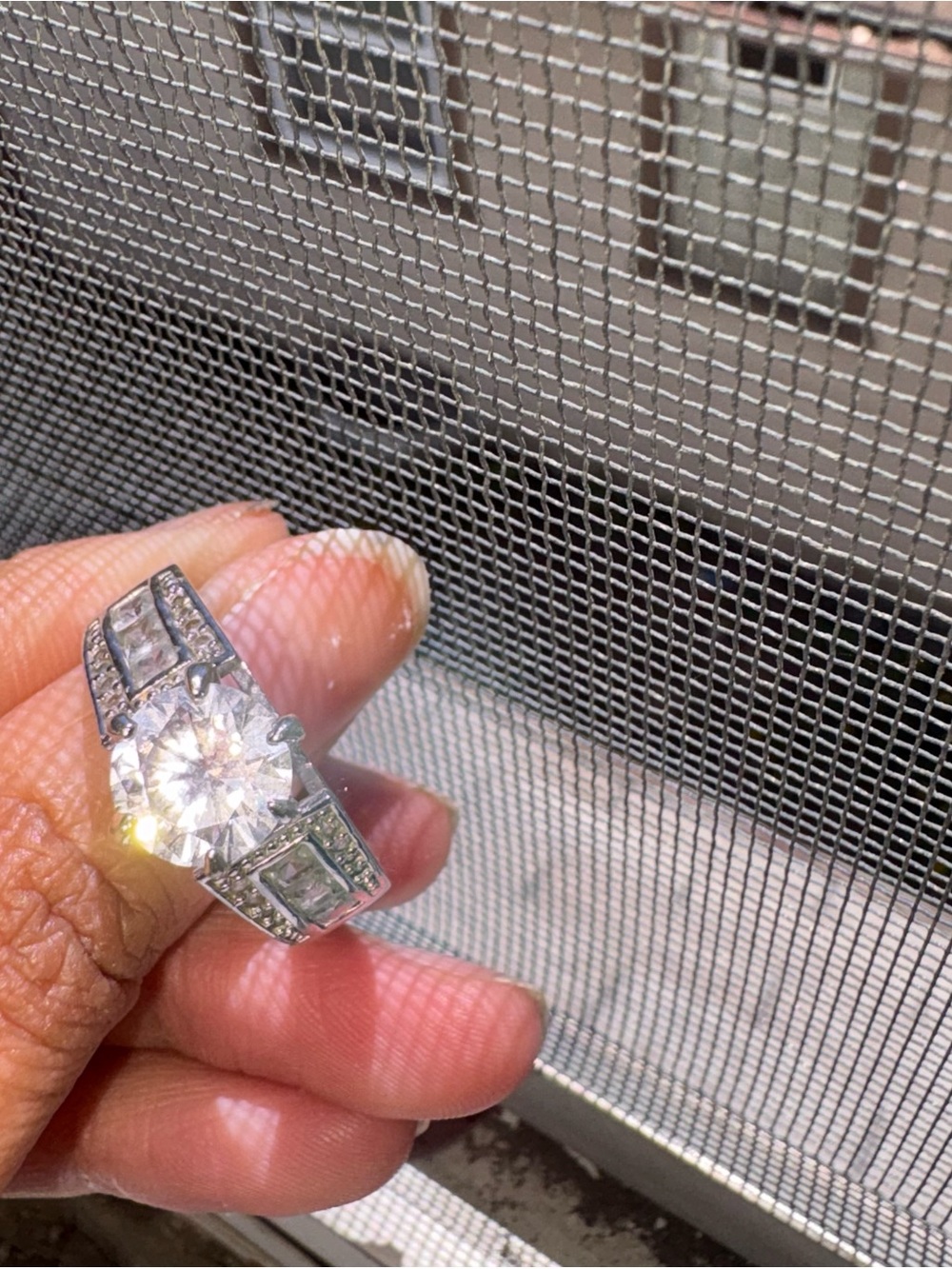 Sparkling Silver-Tone Cubic Zirconia Cocktail Ring
